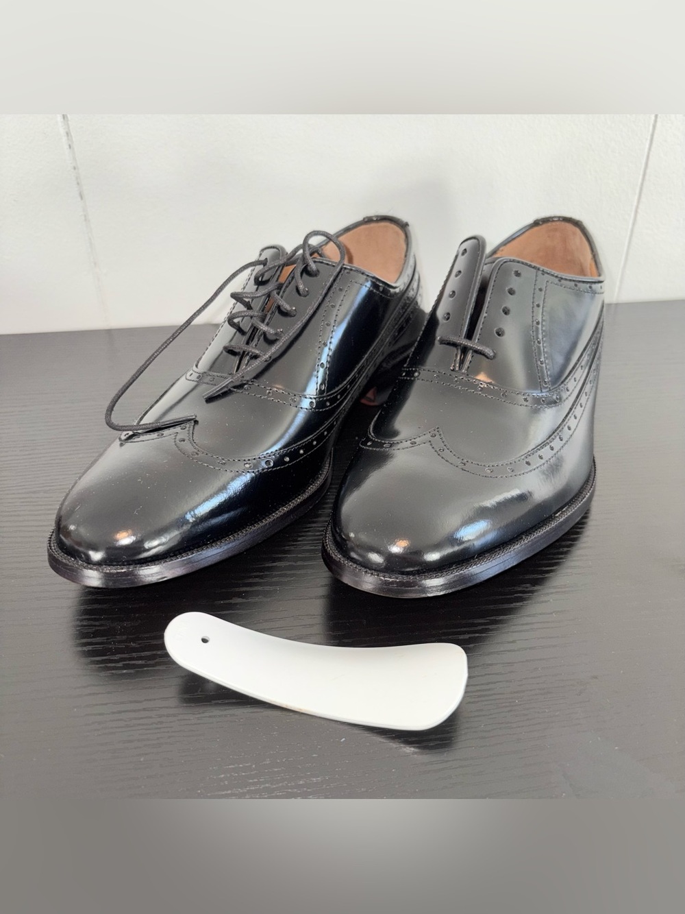 Johnston & Murphy Bradford Wingtip Oxford Dress Shoes Black Leather Size 9D NIB